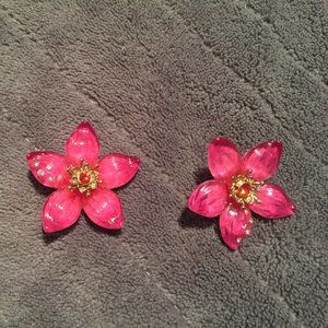 Betsey Johnson Pink Hawaiin Flower Stud Earrings